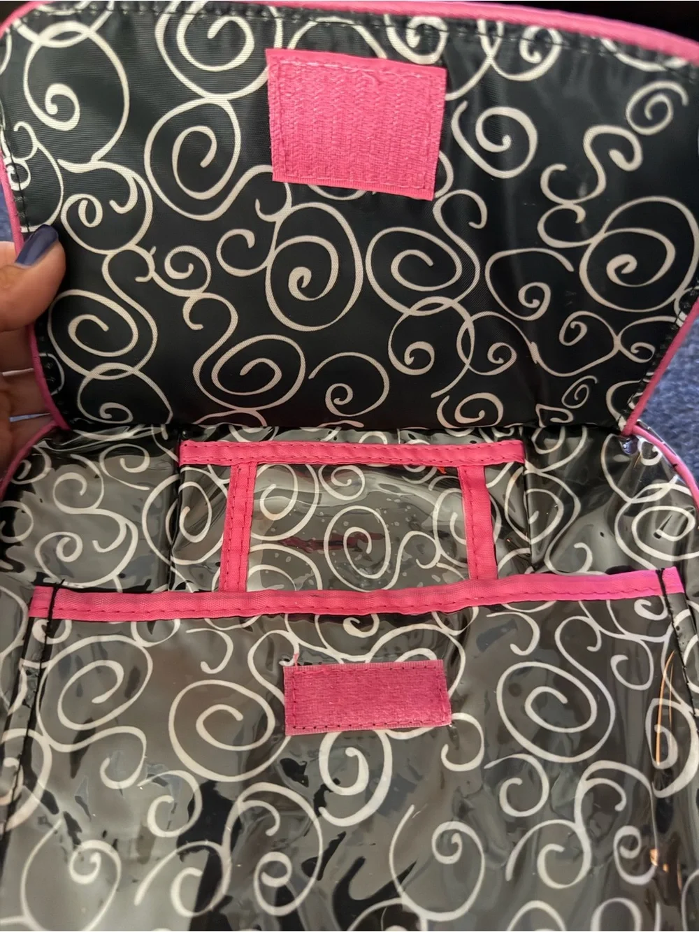 Kids Black Swirl Backpack with Pink Trim